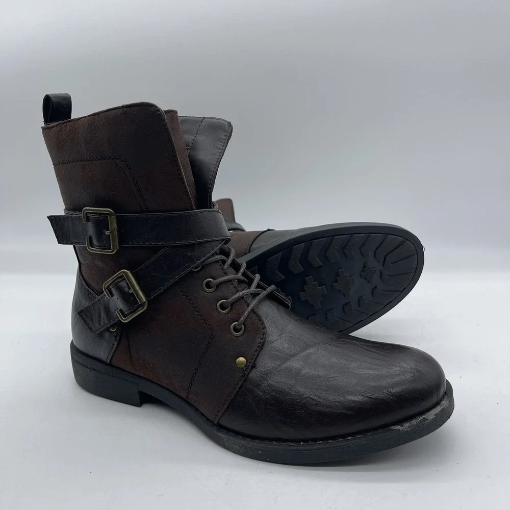 ARider Antonio-01 Men's Size 9.5 Moto Leather Boots Dark Brown Casual Shoes